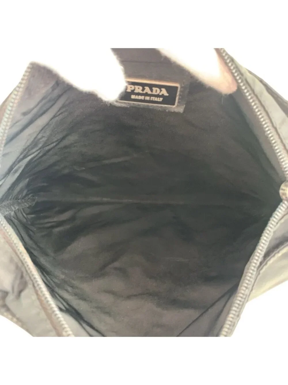 Prada Tessuto Black Silver Nylon Shoulder
